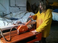 Making mini bricks in Cowes next to the harbour